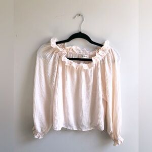 Lyn Burches Women’s Size Medium Long Sleeve Cropped Flowy Peasant Top